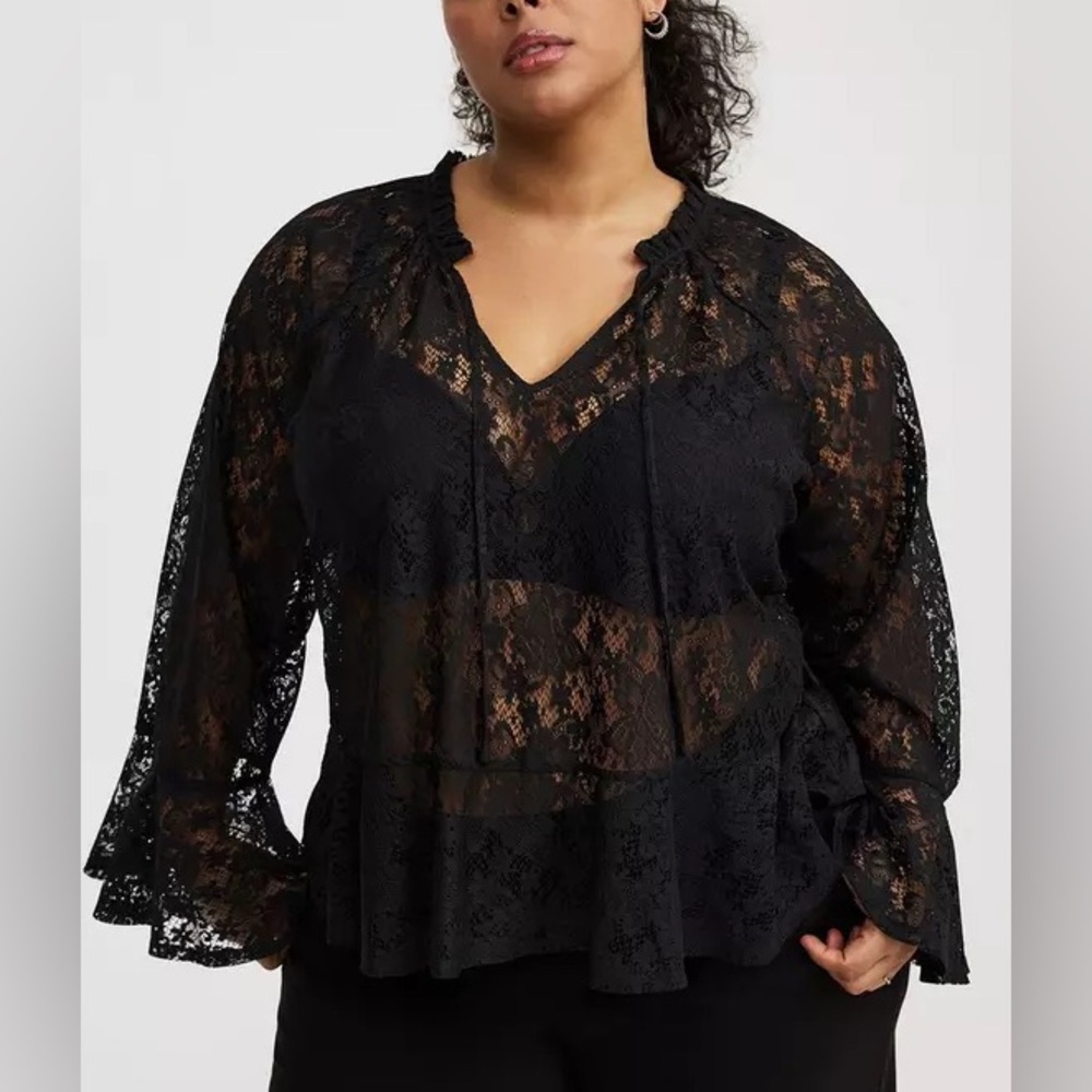 Torrid Lace Peplum Long Sleeve Top